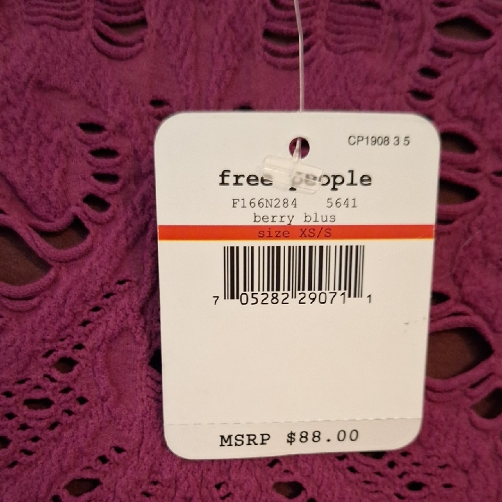 🔥🔥$8.00 Free People Fuchsia Lace Long Sleeve Dress. NWT Size XS/S - Picture 9 of 12